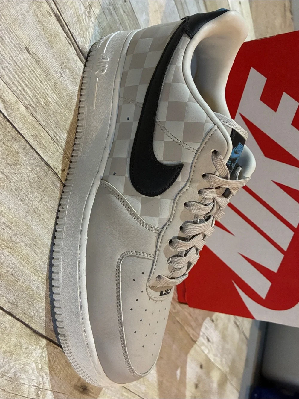 LeBron James Strive for Greatness Nike Air Force 1 Low - Gray with Black Swoosh